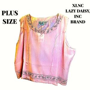 BNWT PLUS SIZE BEADED Tank by Lazy Daisy- embroidered gem beads around neck/hem
